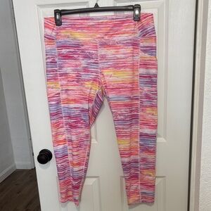 Pro Player Women's Athletic Leggings Colorful Striped Pattern